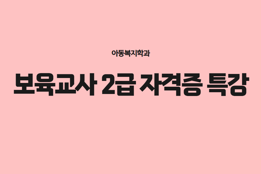 [아동복지학과] 보육교사 2급 자격증 특강